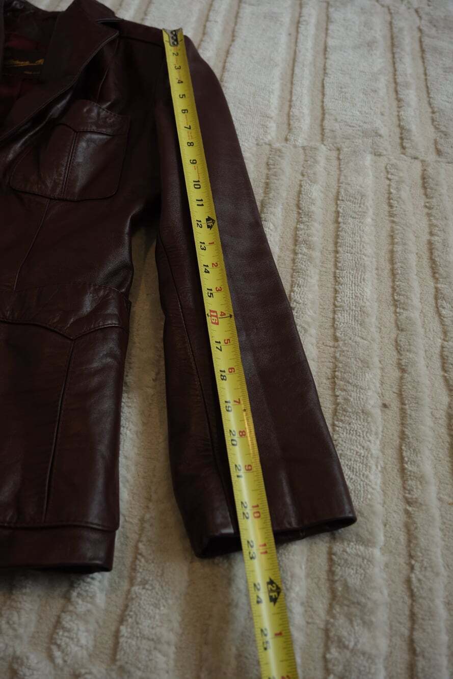 Vintage Etienne Aigner Burgundy Genuine Leather Blazer Jacket Size 8 70s 80s - Picture 7 of 11